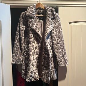 Hollister animal print faux fur coat